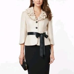 Adrianna Papell Cream Blazer with Black Bow